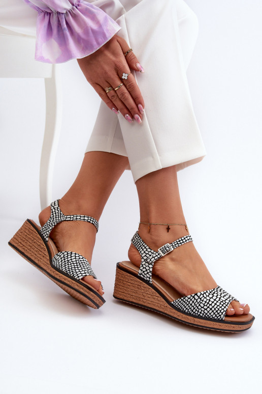 Dámské sandály Na Klinu Sergio Leone SK303 Černobílé