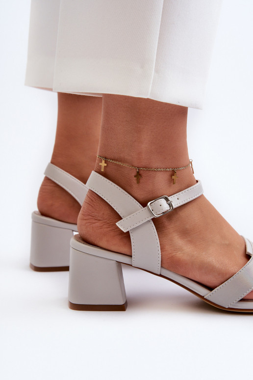 Dámské sandály na podpatku z ekologické kůže Sergio Leone SK894 šedé