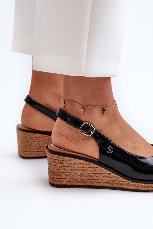 Dámské lakované sandály na platformě Sergio Leone SK301 Černé