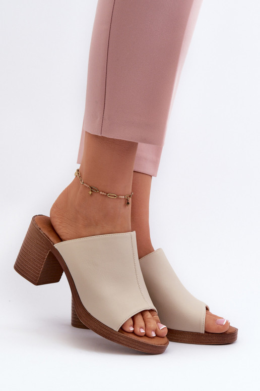 Elegantní Lehké Dámské Sandály Na Podpatku Béžové Varnila