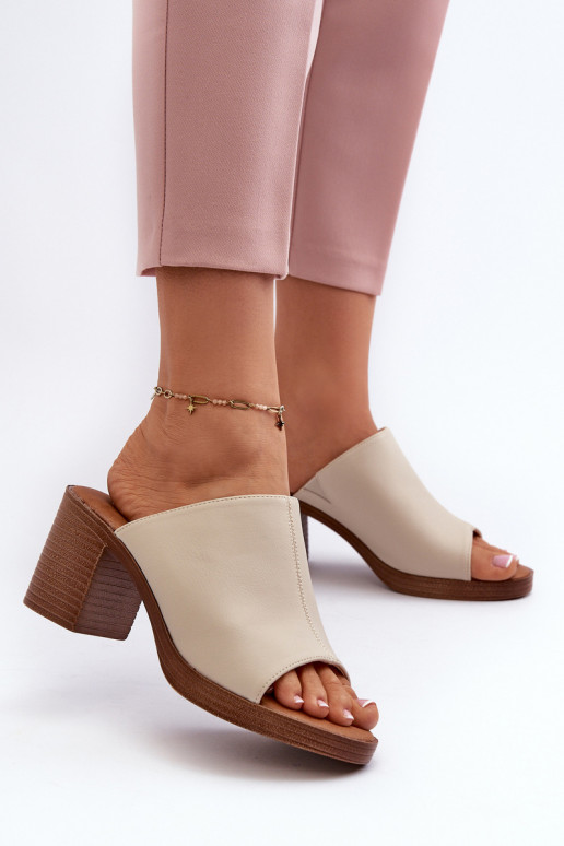 Elegantní Lehké Dámské Sandály Na Podpatku Béžové Varnila