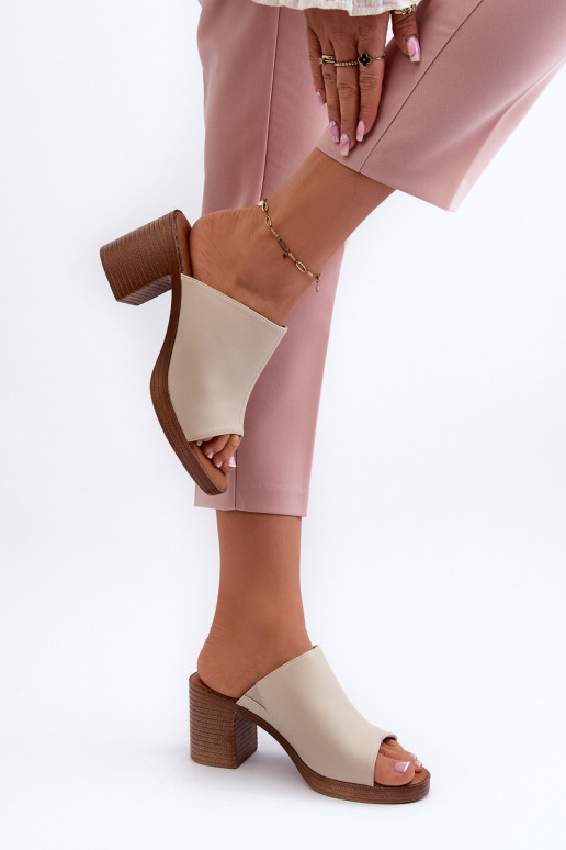 Elegantní Lehké Dámské Sandály Na Podpatku Béžové Varnila