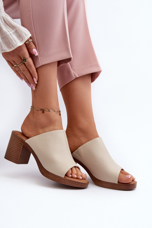 Elegantní Lehké Dámské Sandály Na Podpatku Béžové Varnila