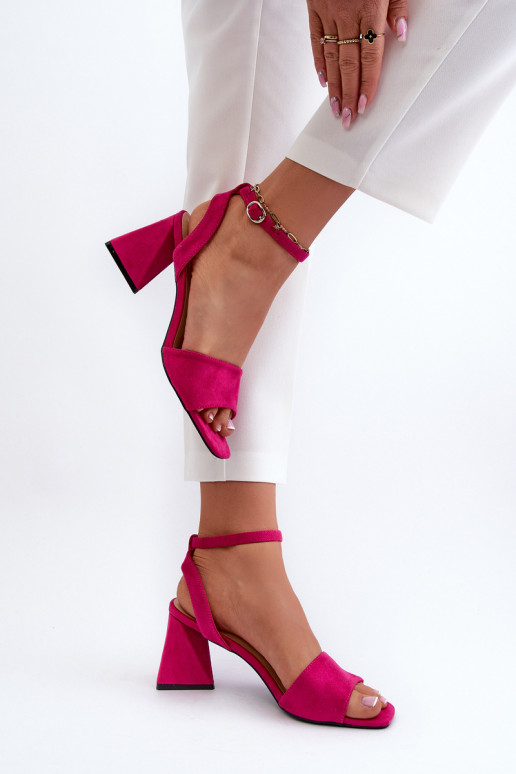 Dámské sandály na podpatku z ekologického semiše Fuksia Upttima