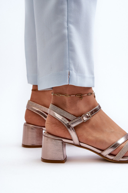 Dámské sandály na nízkém podpatku z ekokůže Sergio Leone SK046 stříbrné