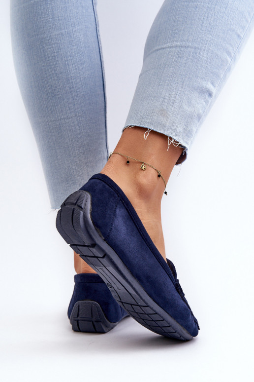 Dámské módní semišové mokasíny modré Rabell