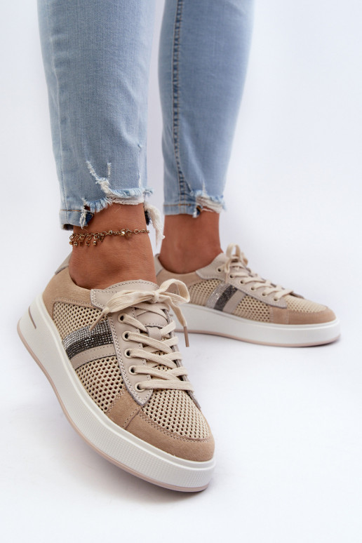 Dámské kožené tenisky D&A LR110 béžové