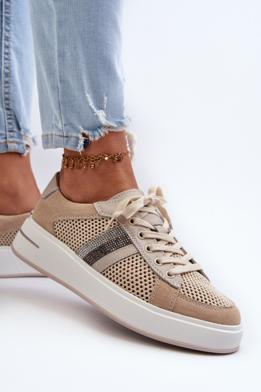 Dámské kožené tenisky D&A LR110 béžové