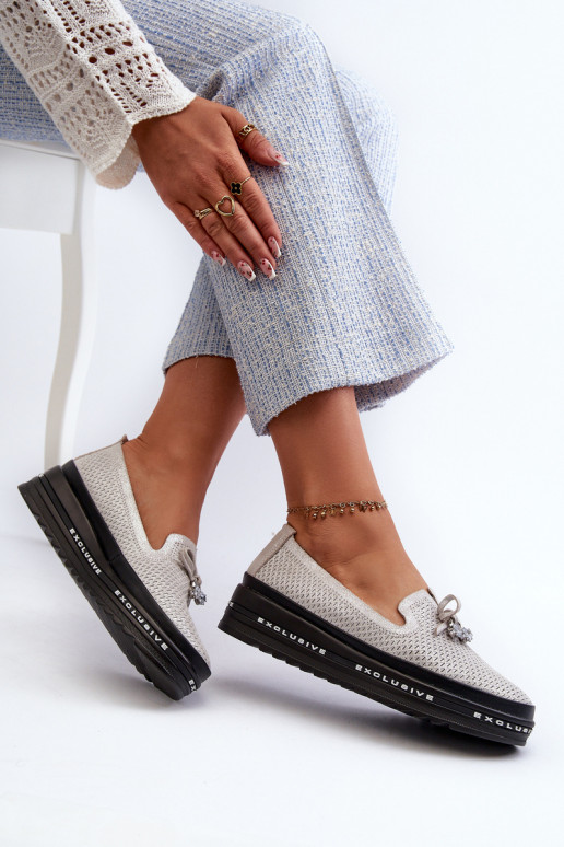 Lesklé Dámské Kozačky Ze Kůže Na Platformě S.Barski LR400 Stříbrné