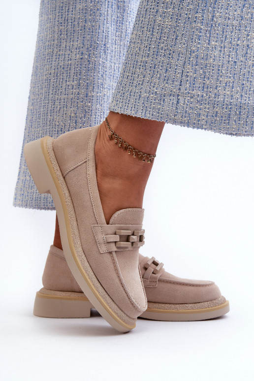 Semišové dámské mokasíny S.Barski HX52-222 Béžová