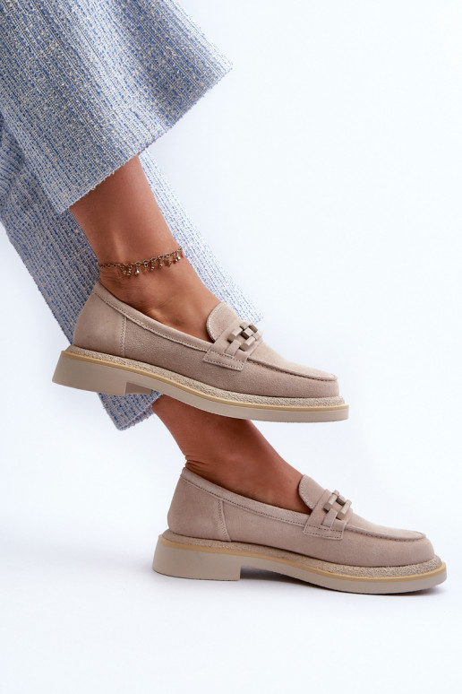 Semišové dámské mokasíny S.Barski HX52-222 Béžová