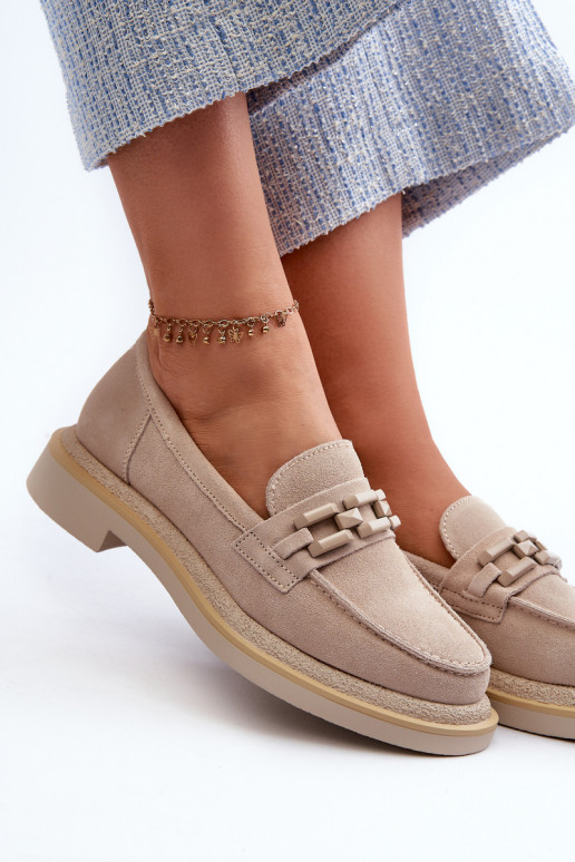 Semišové dámské mokasíny S.Barski HX52-222 Béžová