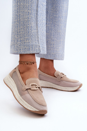 Dámské semišové mokasíny D&A TW210 Beige