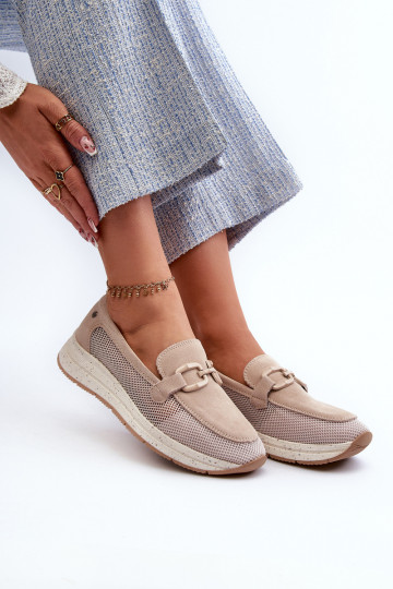 Dámské semišové mokasíny D&A TW210 Beige 2