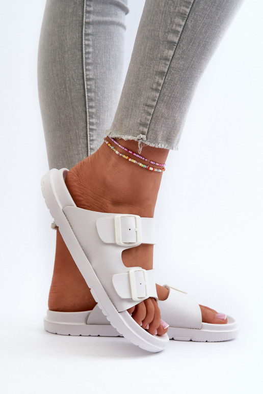 Lehké Pěnové Dámské Žabky S Sponami Big Star NN274A751 Bílé