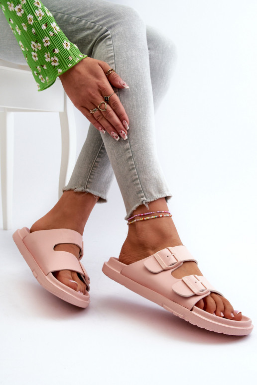 Lehké dámské pěnové pantofle s přezkami Big Star NN274A753 růžové