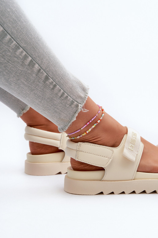 Dámské sandály na platformě Big Star NN274751 béžové