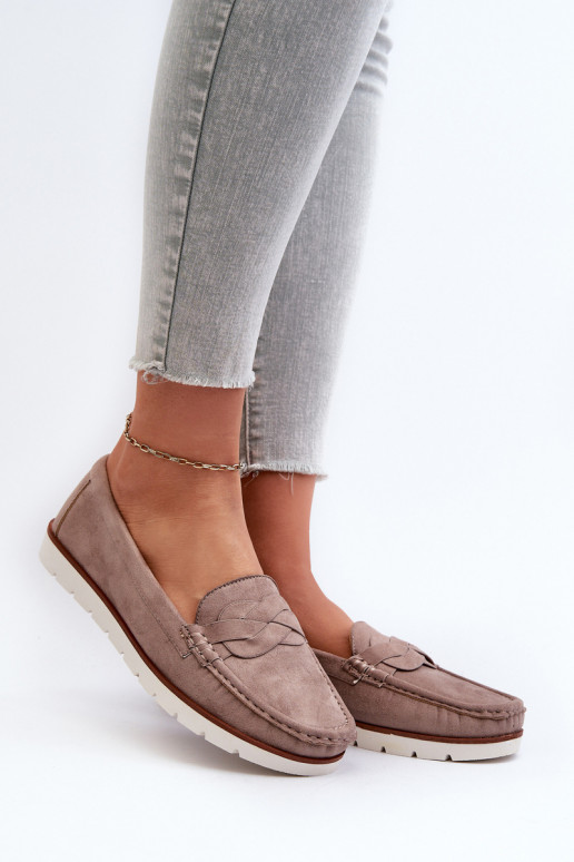Dámské Mokasíny Z Ekologického Semiše Tmavě Béžové Nestalia