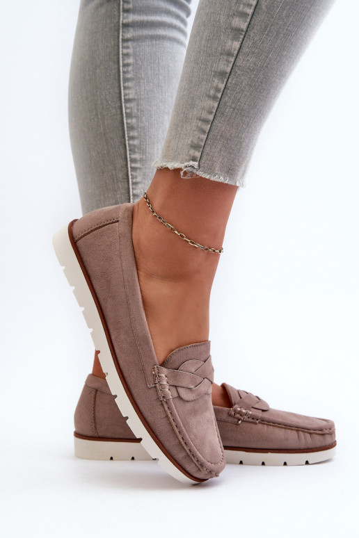 Dámské Mokasíny Z Ekologického Semiše Tmavě Béžové Nestalia