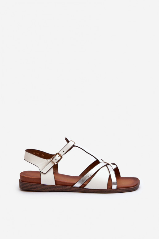 Dámské ploché sandály z ekokože Sergio Leone SK071H Bílé