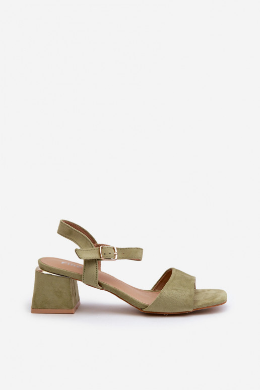 Dámské Sandály na Podpatku z Ekologického Semiše Zelené Leisha