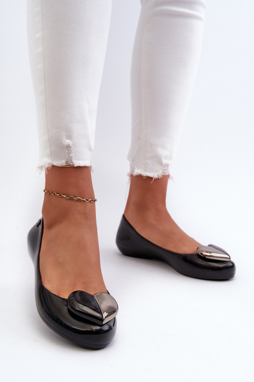 Dámské baleríny se srdíčkem ZAXY LL285027 Černé