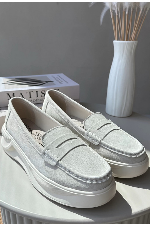 Dámské Semišové Mokasíny Světle Béžové Filidia