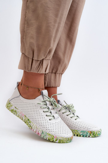 Dámské kožené polobotky se šněrováním bílé Farnalea 2