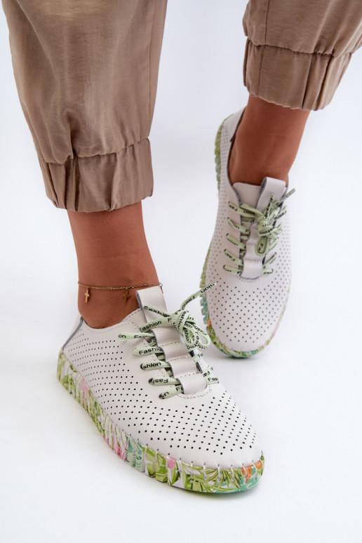 Dámské kožené polobotky se šněrováním bílé Farnalea Dámské kožené polobotky se šněrováním bílé Farnalea