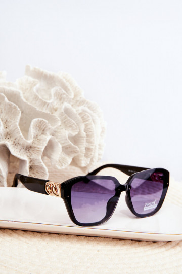 Dámské Sluneční Brýle S Zlatým Detailem UV400 Černé