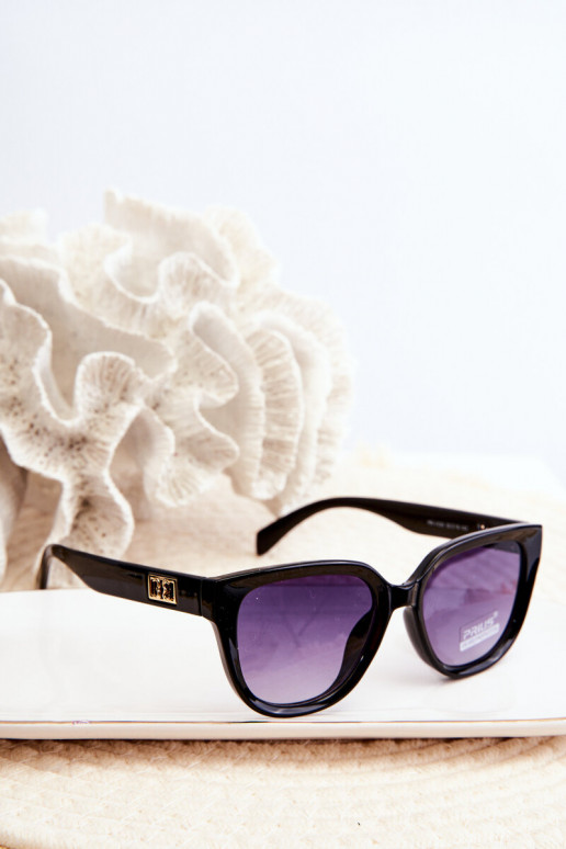 Dámské sluneční brýle s černými detaily a zlatými UV400