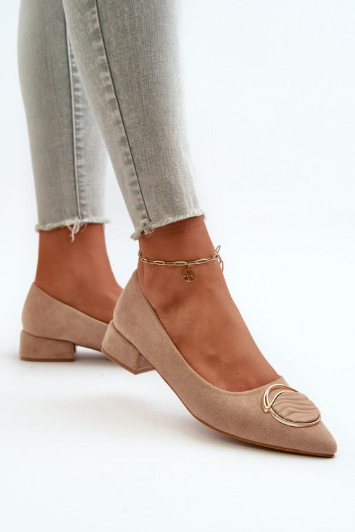 Boty na nízkém podpatku z ekokože S.Barski KV27-037 béžové Boty na nízkém podpatku z ekokože S.Barski KV27-037 béžové