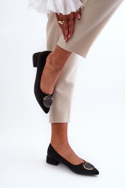 Loděnky S Nízkým Podpatkem Z Ekologického Semiše S.Barski KV27-037 Černé Loděnky S Nízkým Podpatkem Z Ekologického Semiše S.Barski KV27-037 Černé