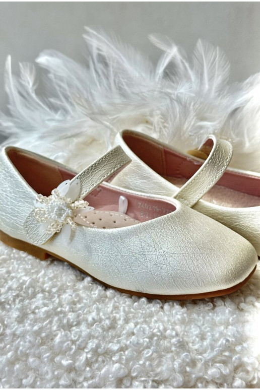 Brokátové Dětské Baletky S Velcro Zapínáním Bežové Jeylin Brokátové Dětské Baletky S Velcro Zapínáním Bežové Jeylin