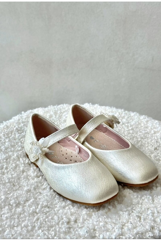 Brokátové Dětské Baletky S Velcro Zapínáním Bežové Jeylin Brokátové Dětské Baletky S Velcro Zapínáním Bežové Jeylin