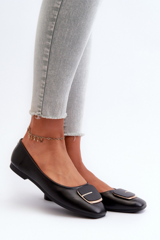 Dámské baletky z ekokože s ozdobou Černé Edoslli Dámské baletky z ekokože s ozdobou Černé Edoslli