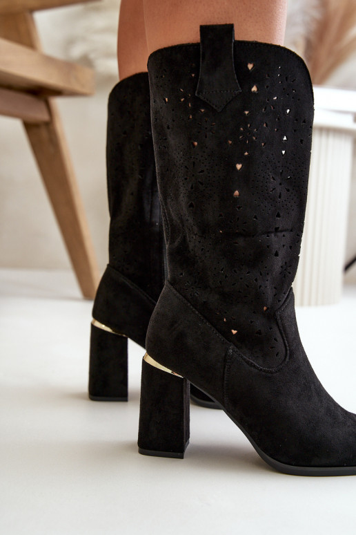 Dámské černé zamilované botky s podpatkem a špičatou špičkou Nevithra Dámské černé zamilované botky s podpatkem a špičatou špičkou Nevithra
