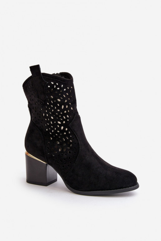 Průsvitné kotníčkové boty na podpatku z ekologického semiše, zapínající se na zip černé Sevana Průsvitné kotníčkové boty na podpatku z ekologického semiše, zapínající se na zip černé Sevana