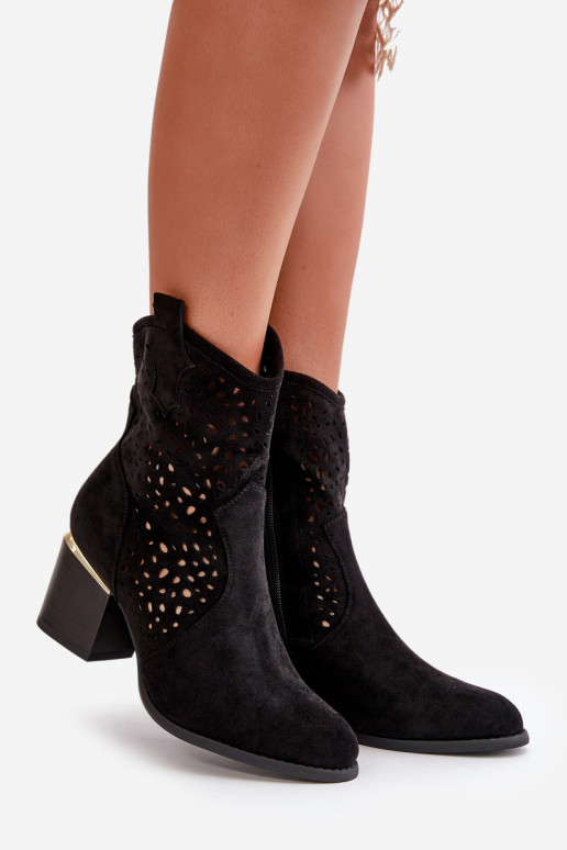 Průsvitné kotníčkové boty na podpatku z ekologického semiše, zapínající se na zip černé Sevana Průsvitné kotníčkové boty na podpatku z ekologického semiše, zapínající se na zip černé Sevana