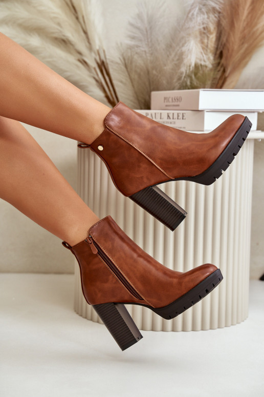 Dámské zimní botky na vysokém podpatku se zipem Camel Bioria Dámské zimní botky na vysokém podpatku se zipem Camel Bioria