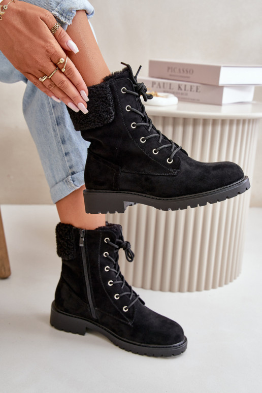 Dámské podšité boty workery na zip černé Mivael