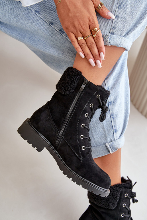 Dámské podšité boty workery na zip černé Mivael