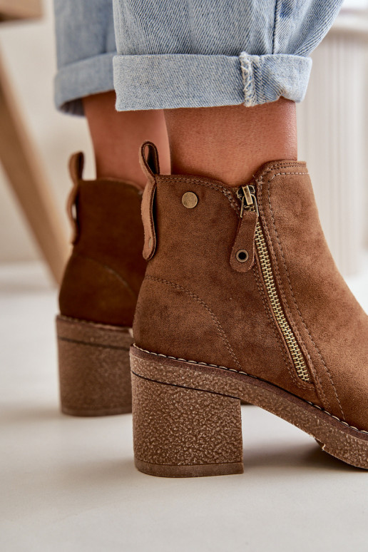 Zateplené Dámské Botky Na Podpatku Z Eko Semiši Hnědé Velarilla Zateplené Dámské Botky Na Podpatku Z Eko Semiši Hnědé Velarilla