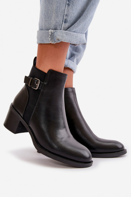 Dámské zimní zateplené boty na podpatku s přezkou Černé Nevillira Dámské zimní zateplené boty na podpatku s přezkou Černé Nevillira