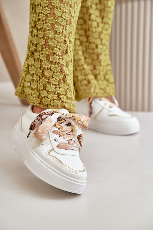 Dámské Tenisky Na Platformě S Dekorativním Šněrováním Bílé Mistra Dámské Tenisky Na Platformě S Dekorativním Šněrováním Bílé Mistra