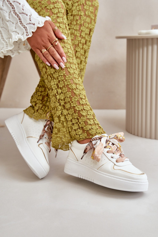 Dámské Tenisky Na Platformě S Dekorativním Šněrováním Bílé Mistra Dámské Tenisky Na Platformě S Dekorativním Šněrováním Bílé Mistra