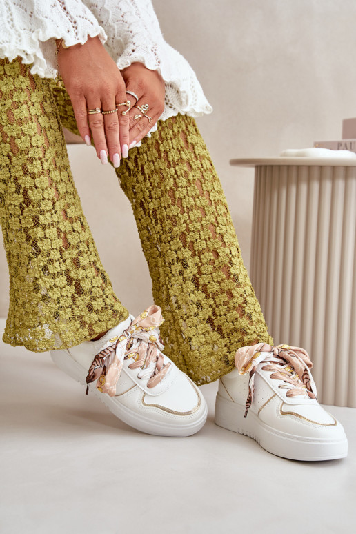 Dámské Tenisky Na Platformě S Dekorativním Šněrováním Bílé Mistra Dámské Tenisky Na Platformě S Dekorativním Šněrováním Bílé Mistra