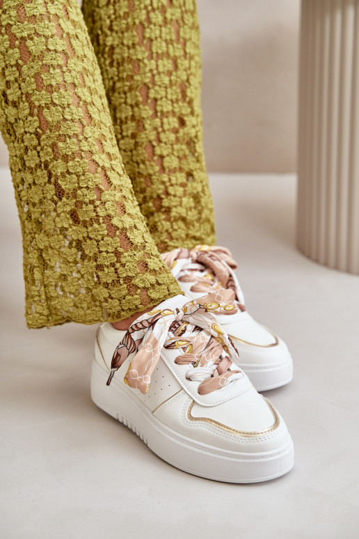 Dámské Tenisky Na Platformě S Dekorativním Šněrováním Bílé Mistra Dámské Tenisky Na Platformě S Dekorativním Šněrováním Bílé Mistra