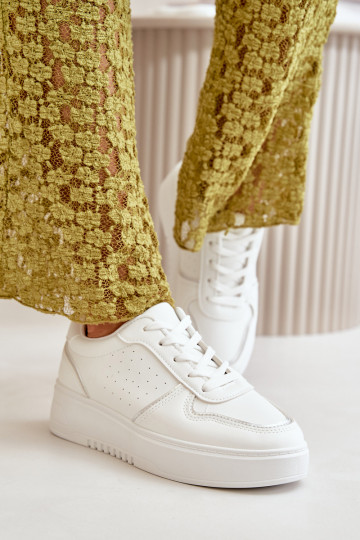 Dámské Tenisky Na Platformě S Dekorativním Šněrováním Bílé Mistra 2