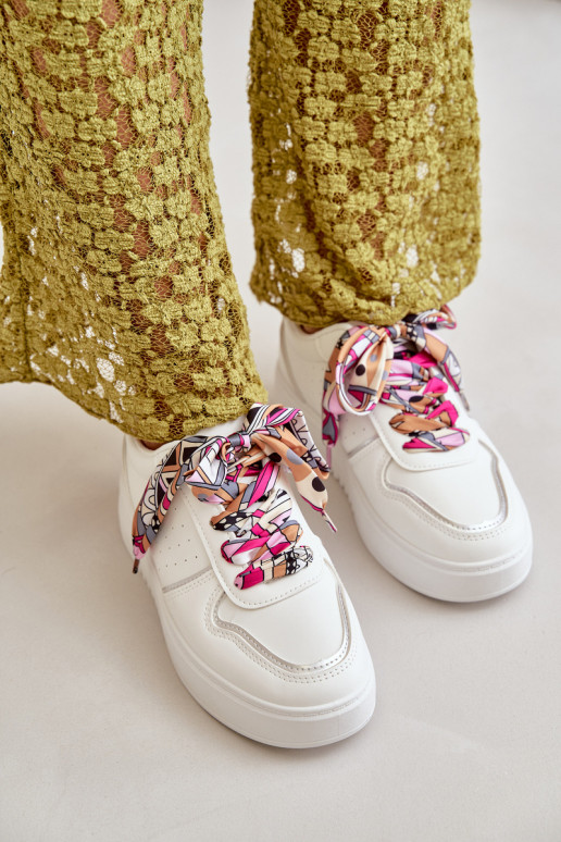 Dámské Tenisky Na Platformě S Dekorativním Šněrováním Bílé Mistra Dámské Tenisky Na Platformě S Dekorativním Šněrováním Bílé Mistra